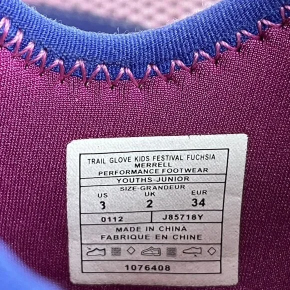 2 Pr. Merrell Trail Glove (sz. 3) & Pure Glove (sz. 2). Purple and in good cond. - Picture 8 of 16